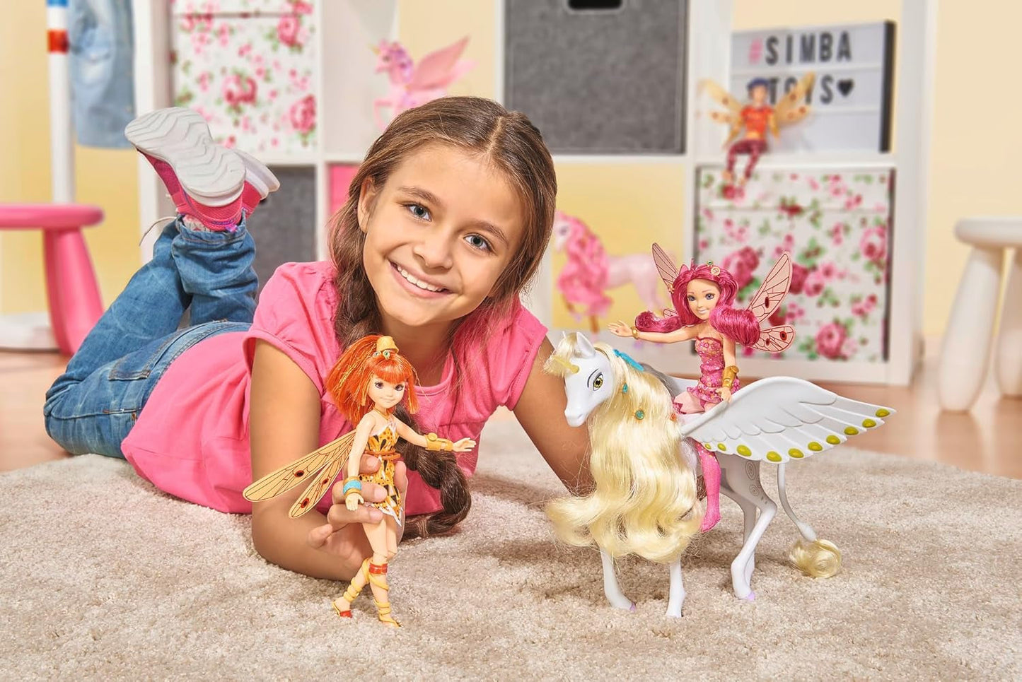 Simba 109480093 – Mia and Me Einhorn Onchao, mit beweglichen Flügeln, Haarspangen, Stylingbürste, Spielpferd, Pony, Centopia, ab 3 Jahren, rosa Naty Shop Dolls