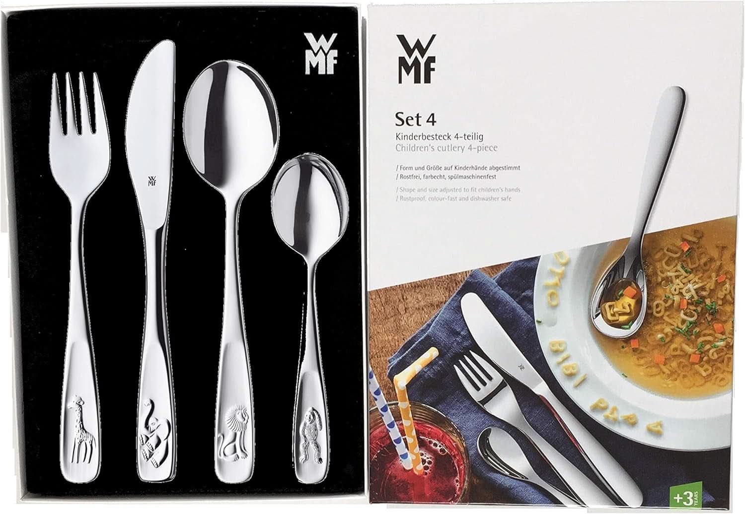 WMF Animals Edelstahlbesteck für Kinder, 4-teilig, poliert Cromargan Kitchen Naty Shop