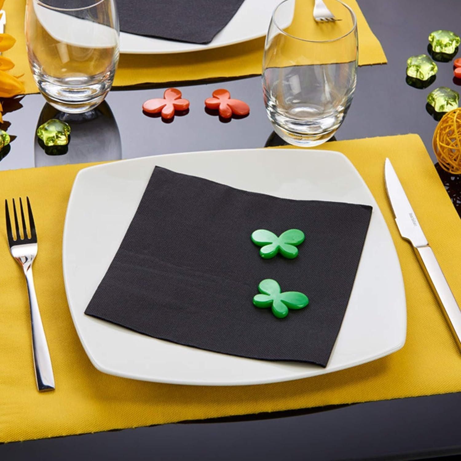 - Tex Touch Papierservietten - Schwarz - Fsc®-zertifizierte Servietten - Recycelbar und biologisch abbaubar - Set mit 40 großen schwarzen Servietten 38 x 38 cm