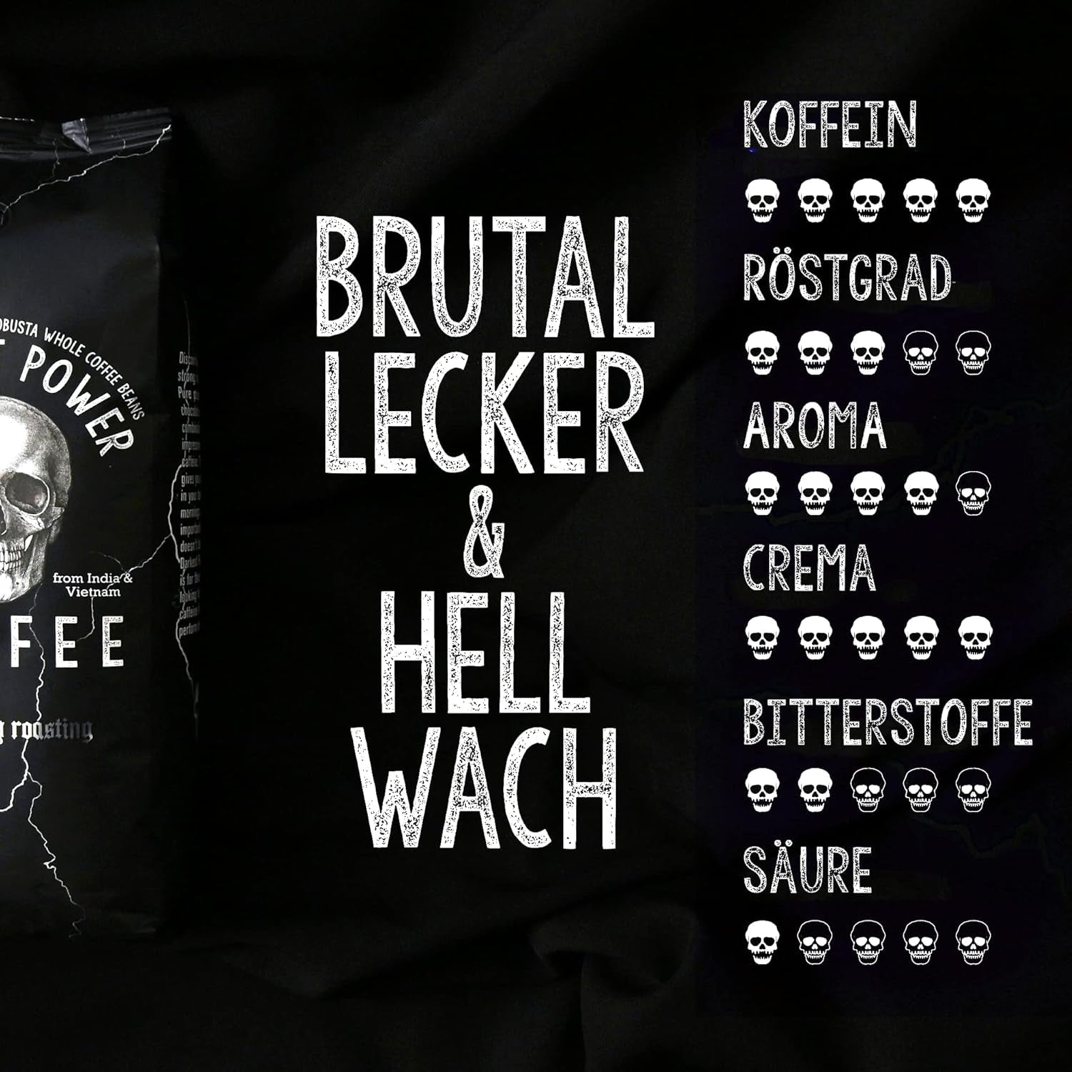 | Kaffeebohnen extra stark | Espresso 100 % Robusta | viel Koffein wenig Säure | 1000g ganze Kaffeebohnen | geigeint für Vollautomatik | mit Zufriedenheitsgarantie