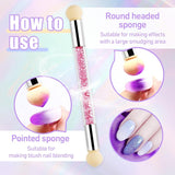 Sularpek 6 Stück Nagel Pinsel, Nail Art Pinsel, Pinsel Nageldesign, Nagel Pinsel Set, Nail Art Dotting Tools Mit 1 Schwammpinsel Applikator, Nageldesign Zubehör Für DIY Nail Art Design