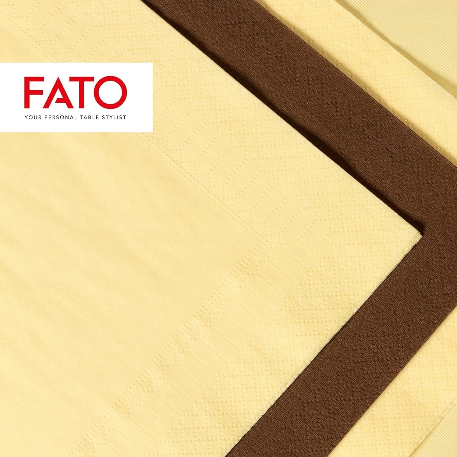 Fato – Einweg-Papierservietten, ideal für zwanglose Mittagessen und Buffets, Packung mit 50 Servietten, Größe 33 x 33, 4-fach gefaltet, 2-lagig, Champagnerfarbe, 100 % reines Zellulosepapier, FSC