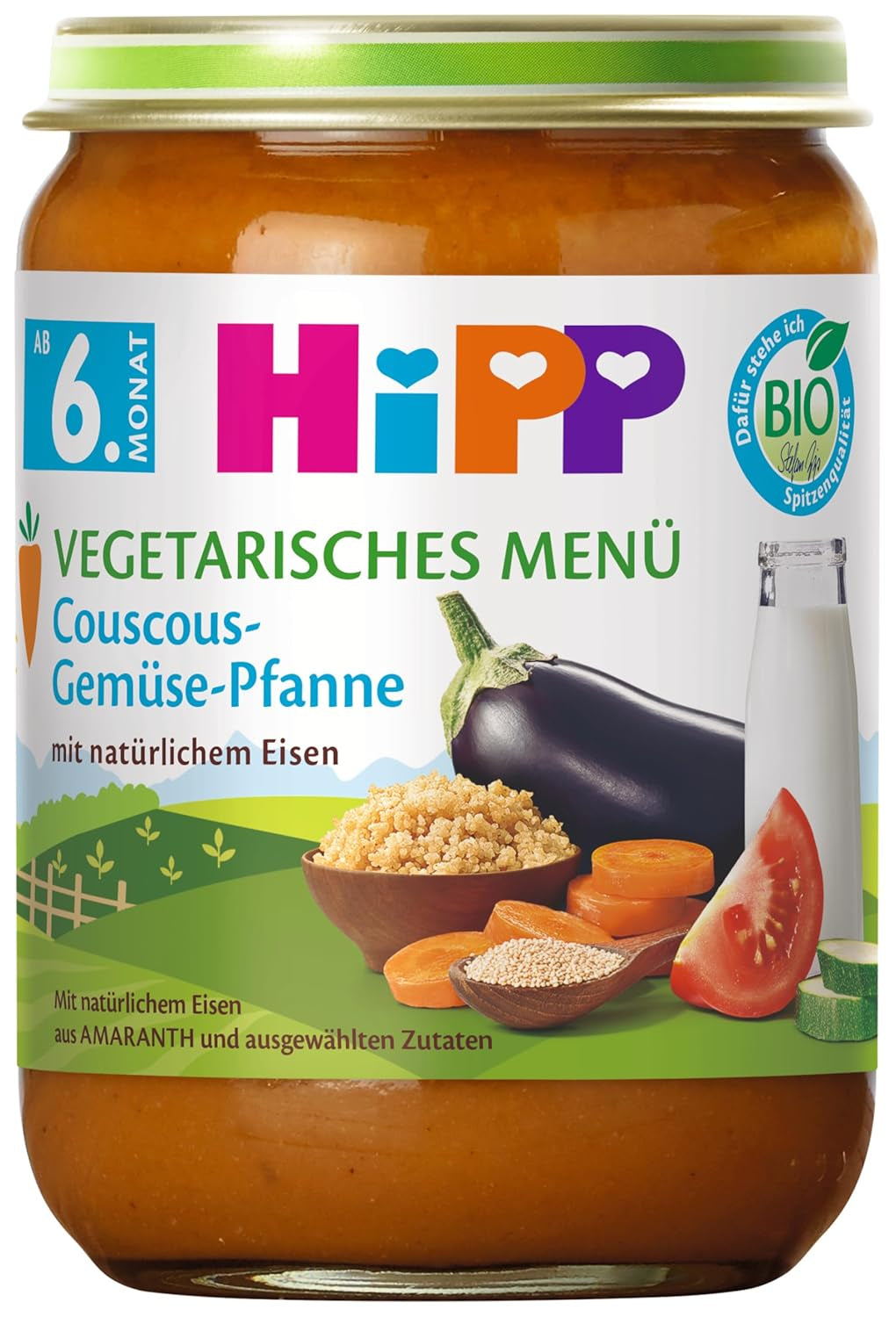 HiPP Bio-Mahlzeiten ab 6 Monaten, Couscous und sautiertes Gemüse, 6er Pack