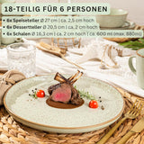 SÄNGER Rio Mint | Steinzeug-Geschirrset für 6 Personen, 6 Teller, 6 Dessertteller, 6 Schüsseln, Mintgrün | DIE VALUE-KOLLEKTION