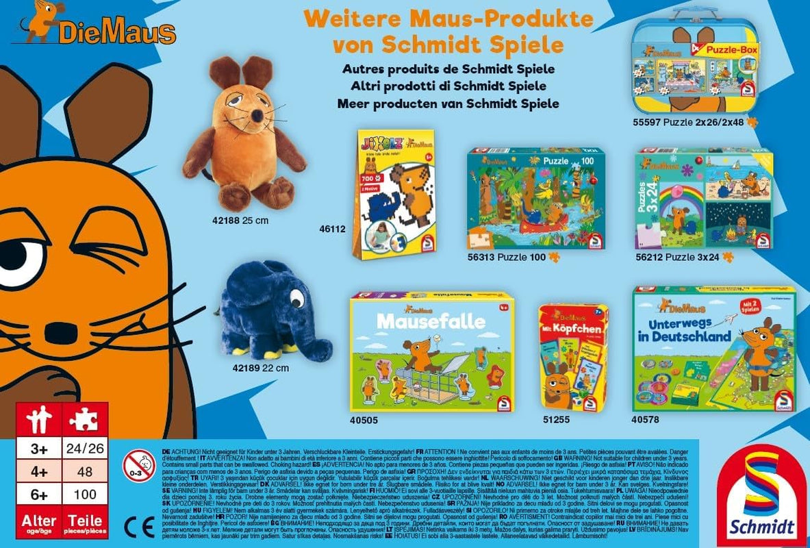Schmidt Spiele 56212 Maus, gute Freunde, 3X24 Puzzleteile für Kinder, blau Puzzle Naty Shop