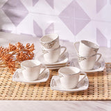 KARACA Nazende Espressotassen-Set aus Porzellan – 80 ml türkische Kaffeetassen mit Untertassen, 12-teiliges modernes Kaffeeservice mit 6 Kaffeetassen und 6 Untertassen, Mokkatassen – Weiß
