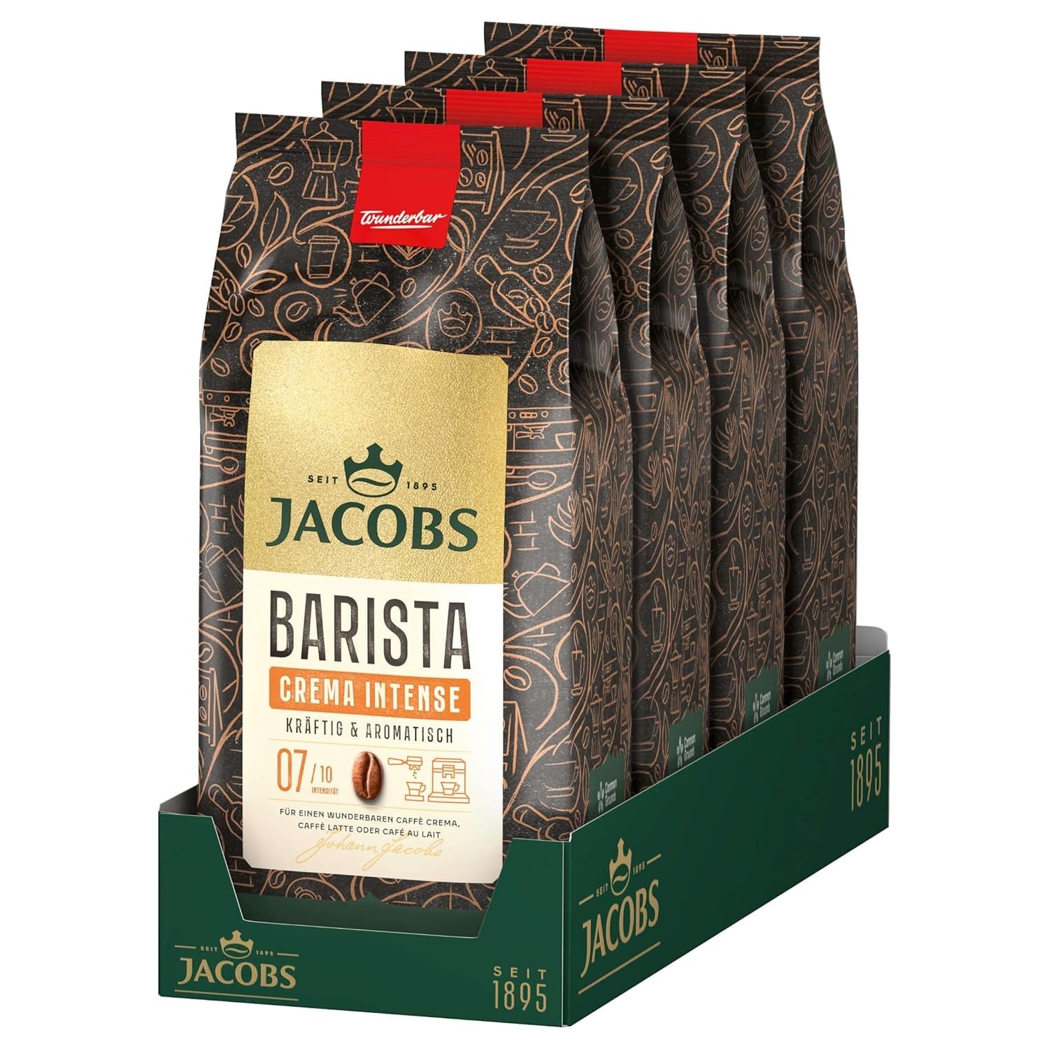 Ganze Bohnenkaffee JACOBS Barista Editions Crema Intense (4 x 1 kg)