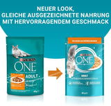 PURINA ONE Adult Nassfutter für Katzen, zarte Stücke in Hühnersauce, 26er Pack (26 x 85g)