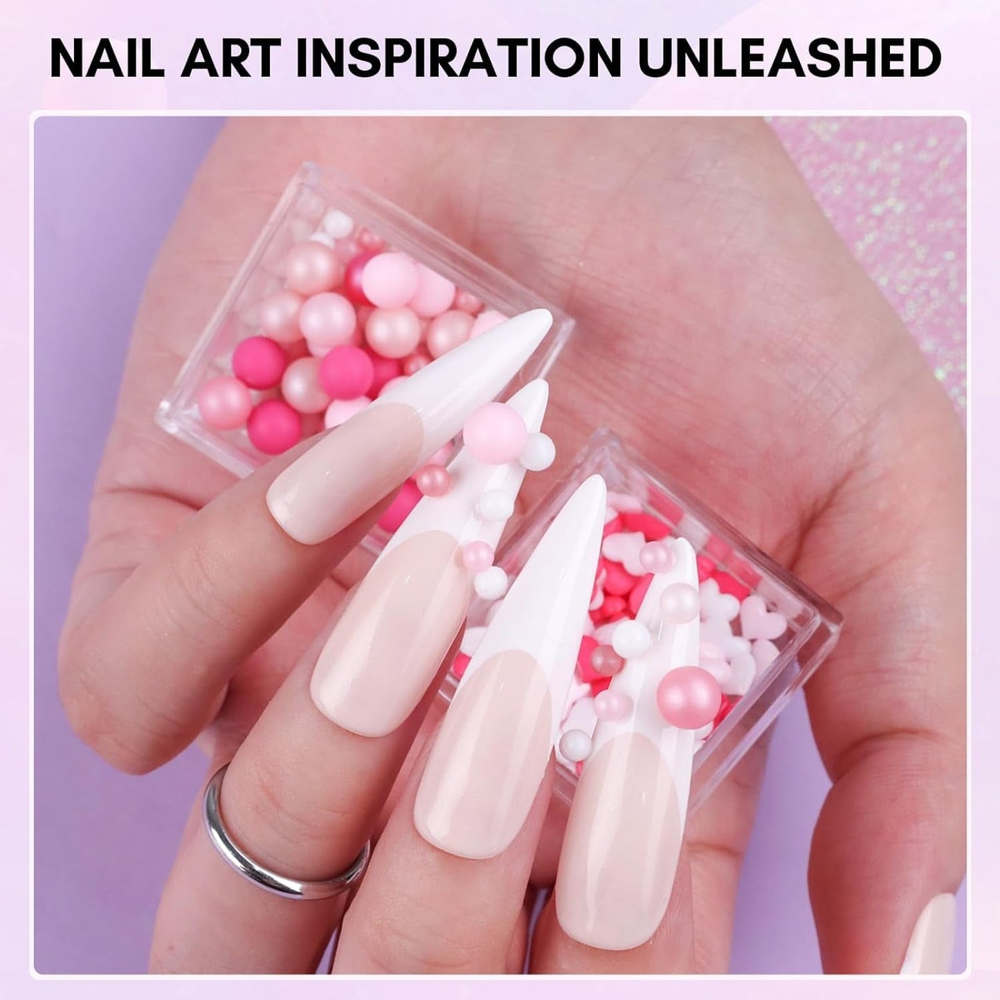 Makartt Strass-Klebegel – 15 ml UV-Nagelkleber-Set mit rosa Nagel-Charms, Herz-Kreis-Nagelschmuck und Nageldesign-Zubehör für Heim-Maniküre, Valentinstagsgeschenk