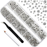 Beadsland 2500 Stück Glas Nailart Strasssteine ​​​​Kristall Flatback Edelsteine ​​​​Runde, ​​Für Handwerk Gemischt 8 Größen SS4 ~ SS30 Mit Picking Pinzette Und Stift (Kristall Weiß)