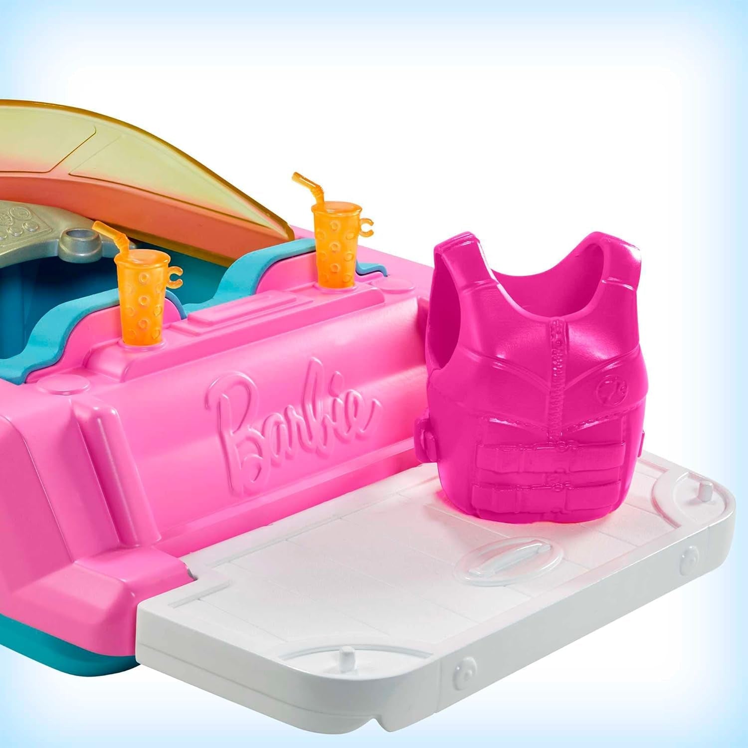 Barbie-Schnellboot-Set, Barbie-Puppe mit blonden Haaren, rosa Schwimmweste, Boot, Welpe, Zubehör, Geschenke für 3+, Grg30 Naty Shop Dolls