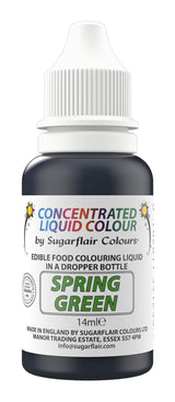 Essbare flüssige Lebensmittelfarbtropfen von Sugarflair, Frühlingsgrün – Lebensmittelfarbe aus Zuckerpaste und Buttercreme – Airbrush-geeignet – 14 ml