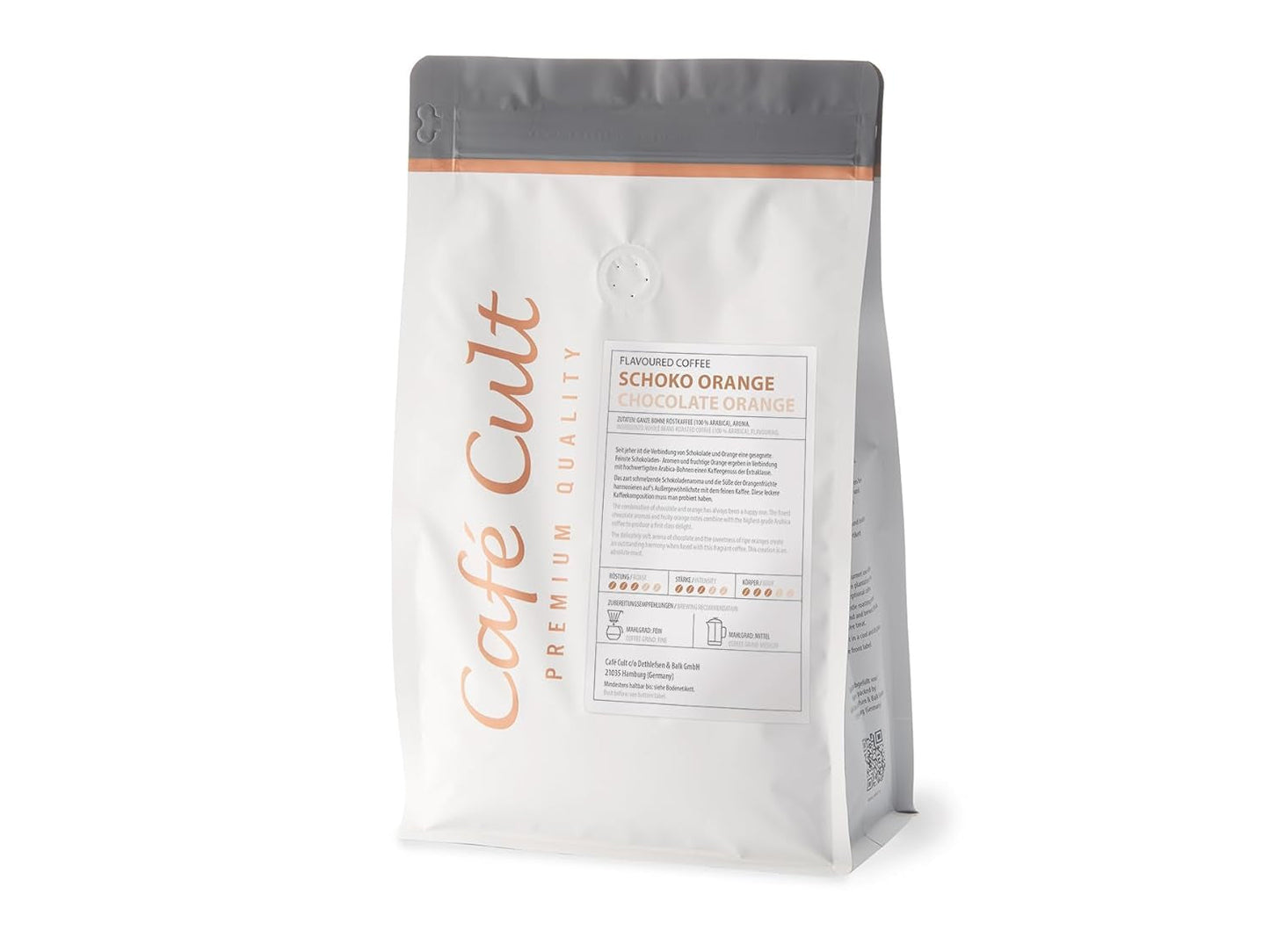 1kg - Röstkaffee mit frischem Geschmack - Café Cult - Schokolade mit Orangen - Ganze Bohnen