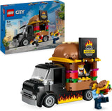 LEGO City Burger Truck Bauset mit Spielzeugauto für 5-Jährige, Imbisswagen-Minifigur und Zubehör, lustiges Geschenk für Jungen und Mädchen 60404 Bausets Besuchen Sie den LEGO-Store Single