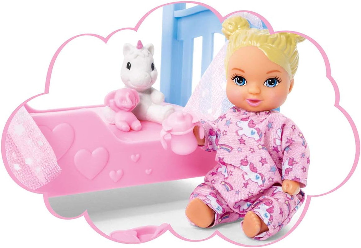 Simba Steffi Love Sweet Dreams / Süße Babypuppe und Kinderbett / mit Leuchtfunktion / 12 Teile / 29 cm / Für Kinder ab 3 Jahren