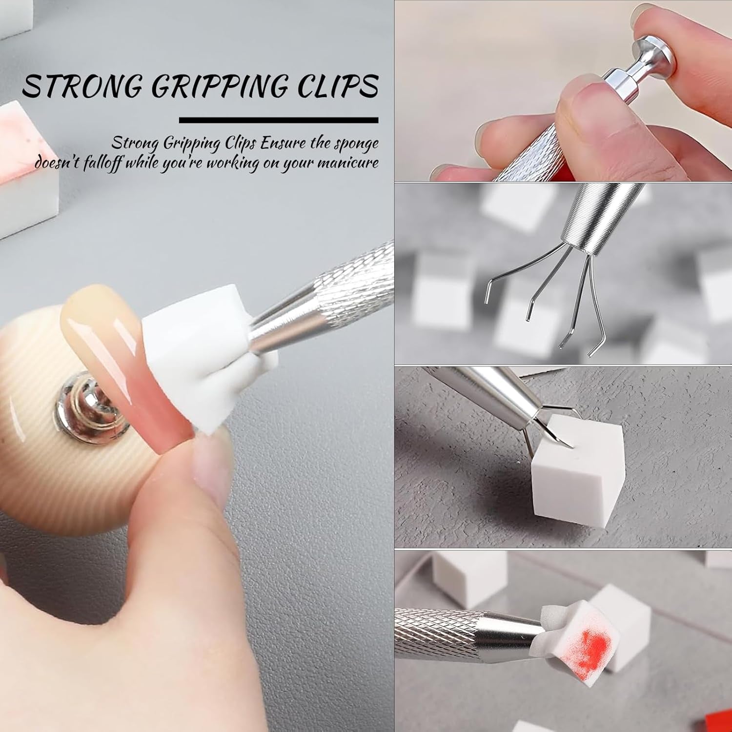Eiito 100 Stück Weiche Nagelschwämme Für Ombre, Mit 2 Greifstift, Aura-Maniküre-Nailkunst-Werkzeuge (Silber + Gold)