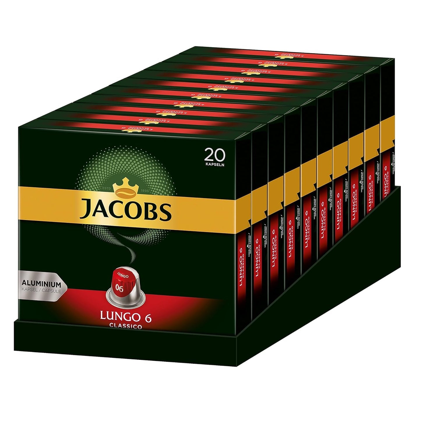 Kaffeekapseln Lungo Classico, Intensität 6 von 12, 20 Nespresso®* kompatible Kapseln, 10 x 20 & Kapseln Espresso Classico, Intensität 7.100 Nespresso®* kompatible Kaffeekapseln, 10x10 Getränke