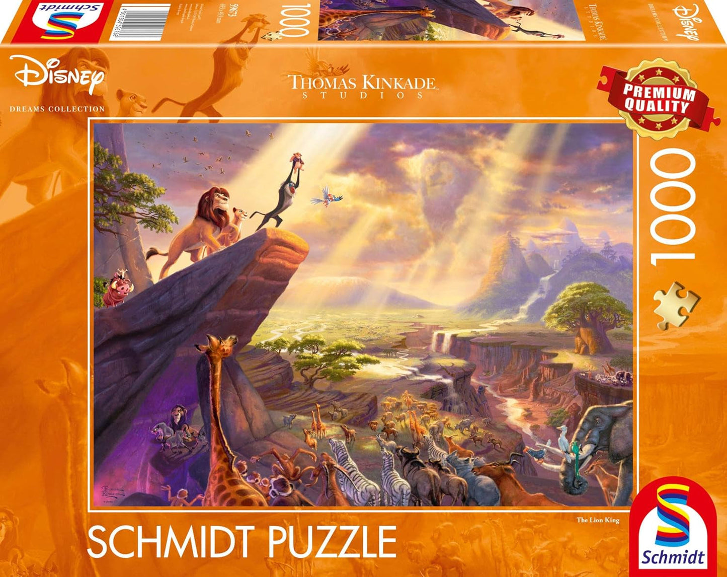 Schmidt Spiele 59673 Thomas Kinkade, Disney, Der König der Löwen, Puzzle 1000 Teile Puzzle Naty Shop Single