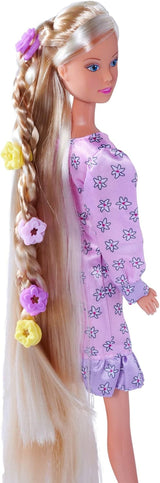 Simba 105733640 - Steffi Love Flower Hair, Puppe mit extra langen Haaren, inklusive 6 Clips, Zopfzubehör und Kamm, 29 cm, ab 3 Jahren