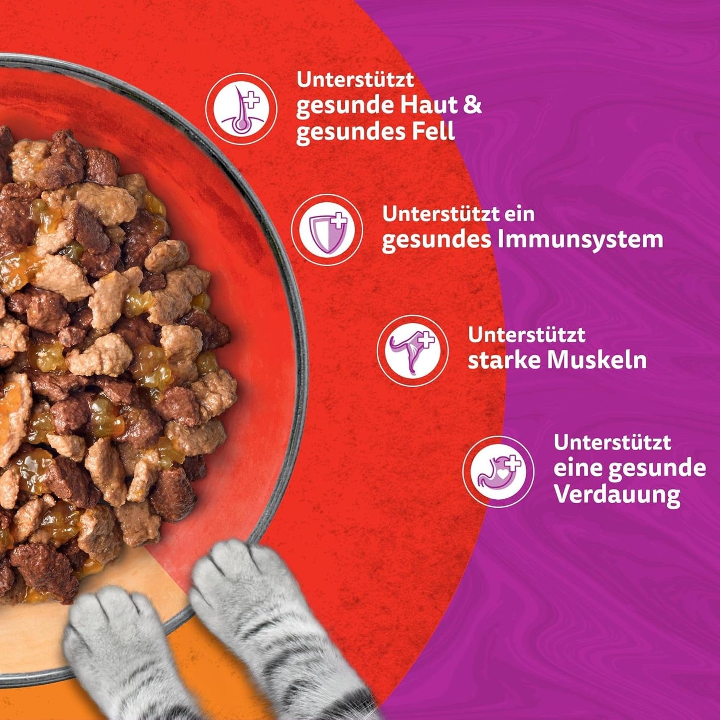 WHISKAS Duo-Beutel für Nassfutterportionen, Multipack, klassische Kombination in Gelee, 12 x 85 g