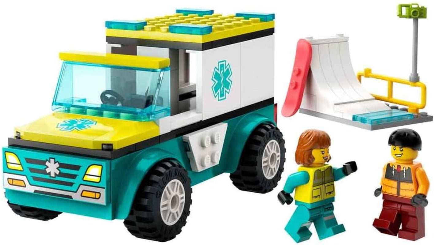 LEGO City Krankenwagen und Snowboarder, Krankenwagen-Spielset mit Spielzeugauto und 2 Minifiguren, Snowboarder- und Sanitäterfigur, fantasievolles Geschenk für Jungen und Mädchen ab 4 Jahren 60403 Bausets Besuchen Sie den LEGO-Store