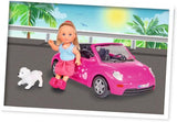 Simba 105731539 - Evi Love Beetle Evi's, Evi mit Auto, Auto: 22 cm, mit Hund, Modepuppe, 12 cm, für Kinder ab 3 Jahren