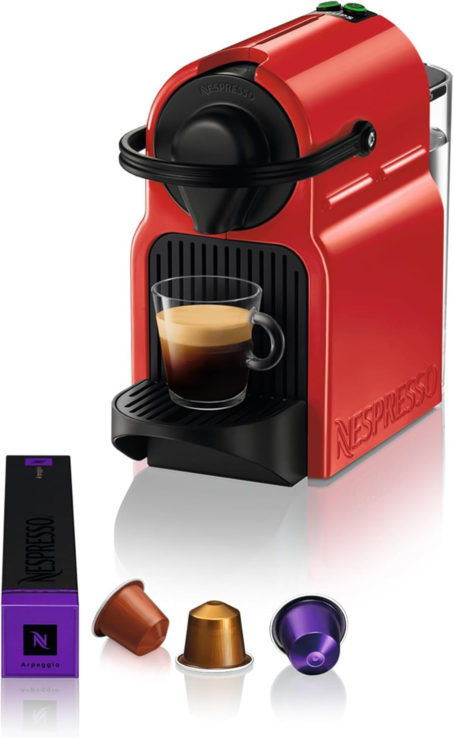 Krups Nespresso Inissia Espressomaschine – kompakte Espressomaschine für Kaffeekapseln, 19 bar Druck, schnelles Aufheizen in 25 Sekunden, Energiesparfunktion, 0,7 l Wassertank, rot, Modell YY5506FD