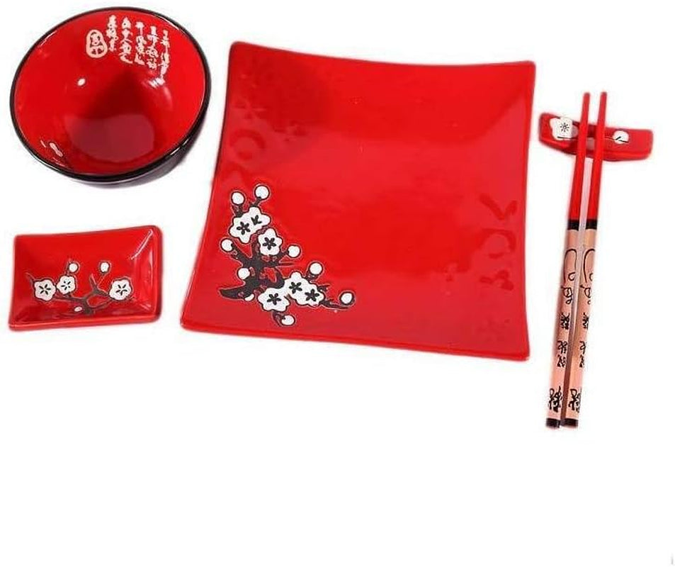 Komplettes japanisches Tafelservice 2381, Porzellan, Rot