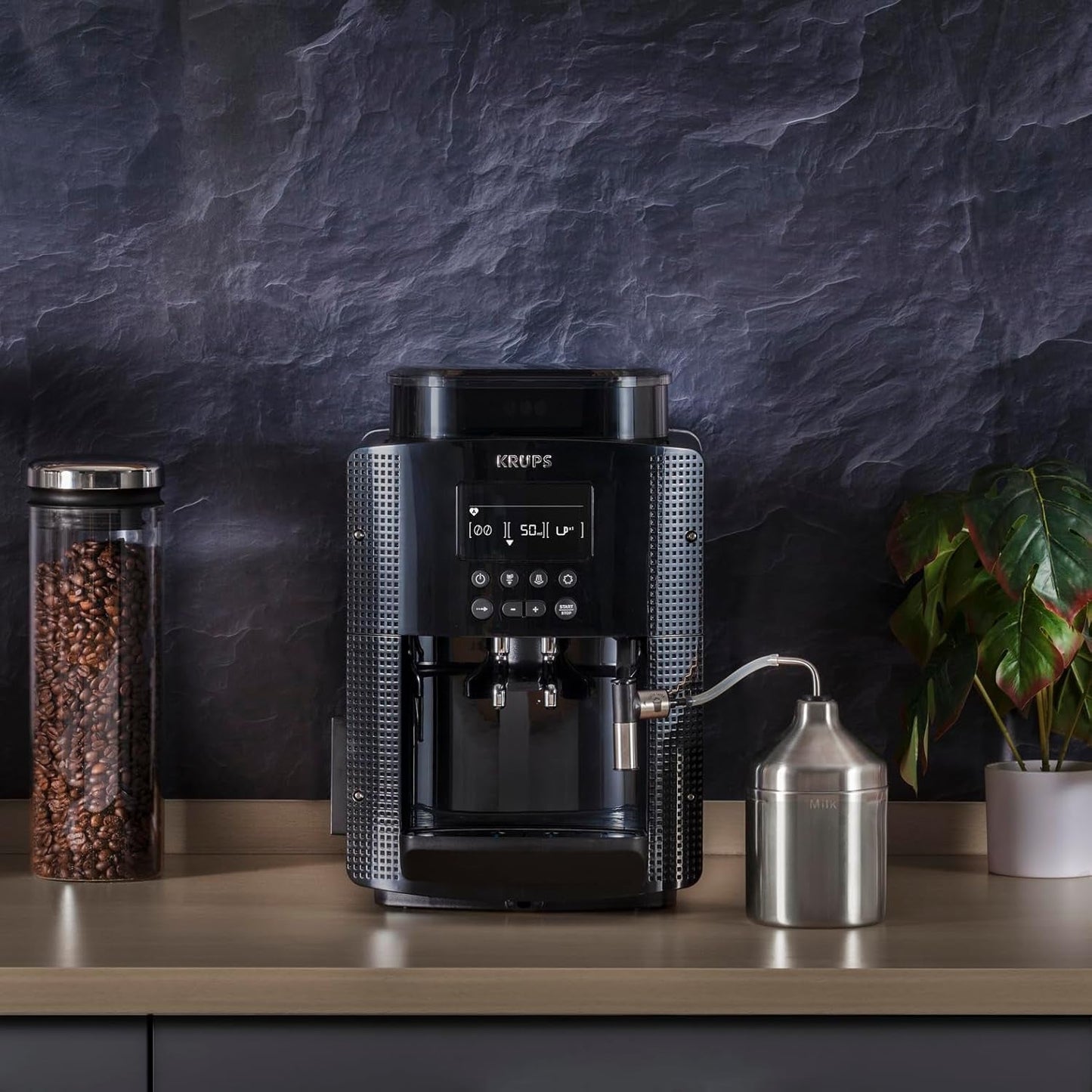 Krups Roma EA81M8 Espressomaschine 1,7 l, 3 Temperatureinstellungen, 3 gemahlene Kaffeetexturen, Schwarz