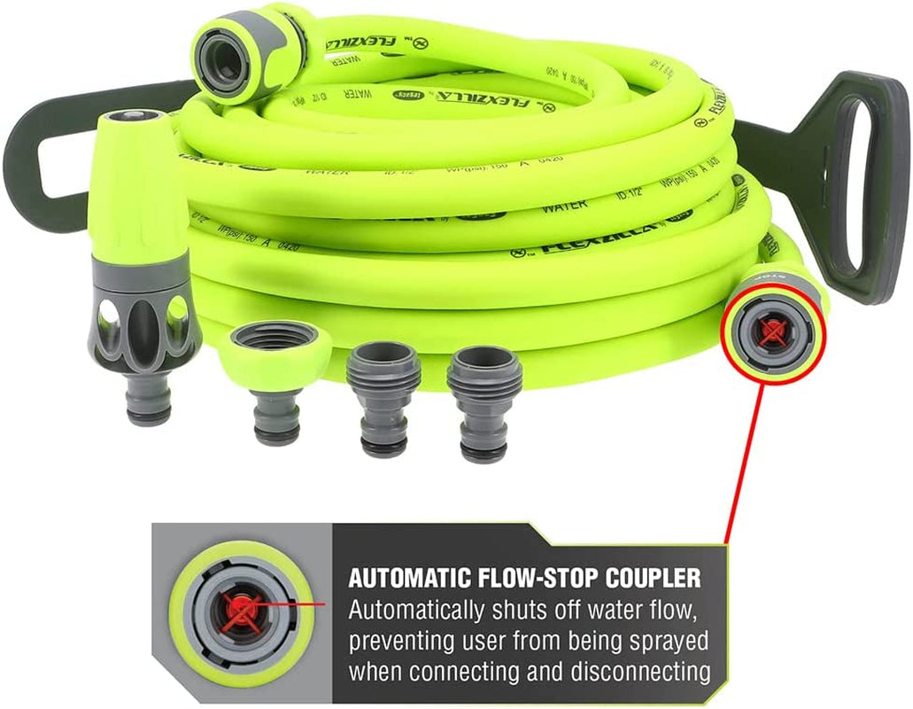 Schnellanschluss-Gartenschlauchset, 1/2 Zoll x 50 Fuß, langlebig, leicht, trinkbar – hfzg12050qn