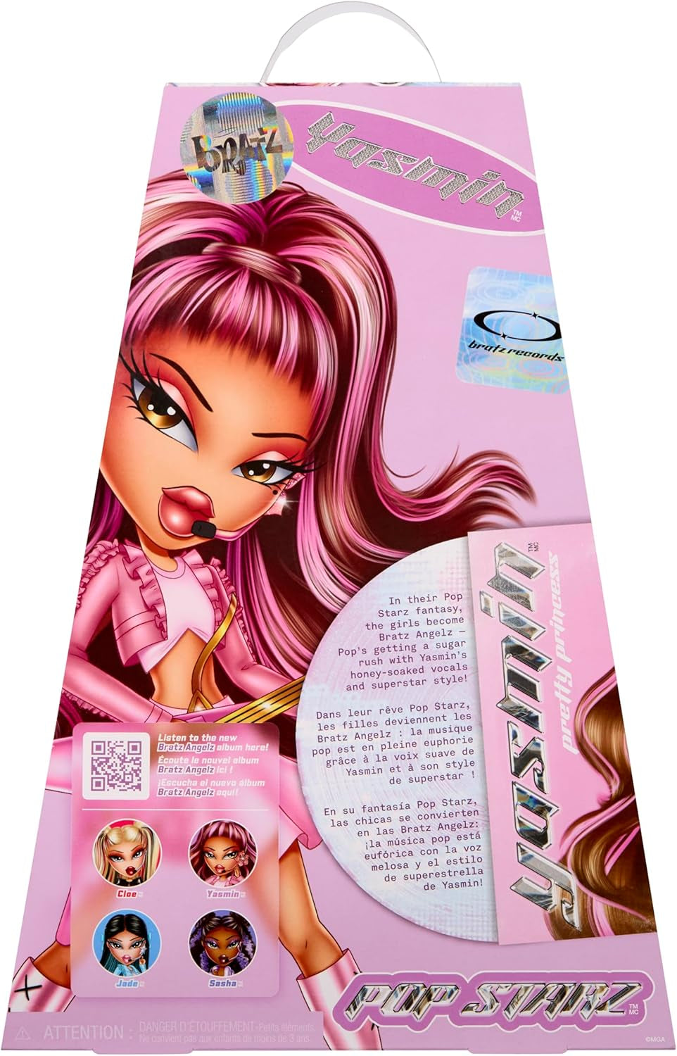 BRATZ Pop Starz Yasmin – Modepuppe mit Sammelanhänger, Outfit und Musikzubehör