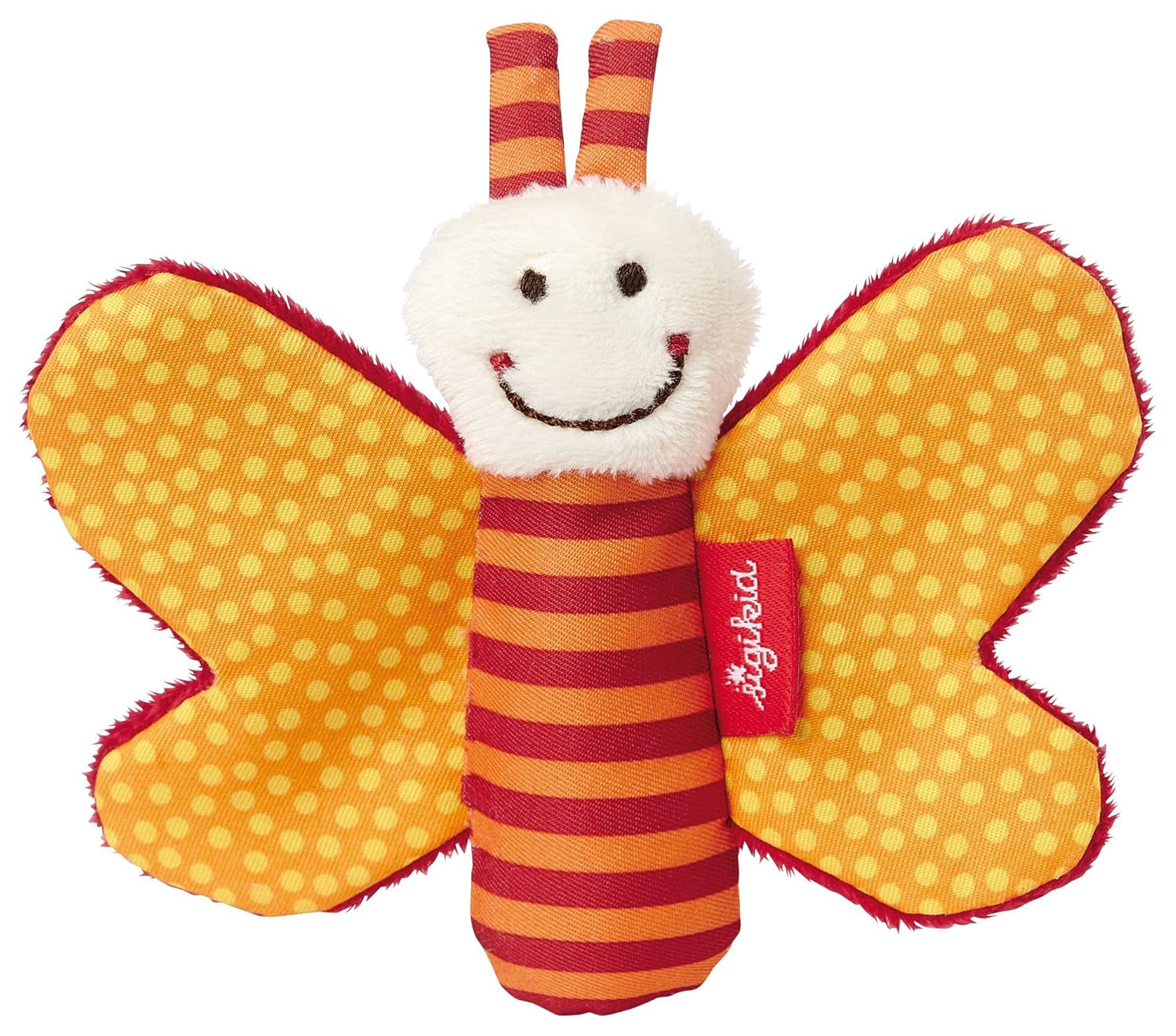 41174 Klapperschlange, rote Sterne, Babyspielzeug für Mädchen und Jungen, empfohlen ab der Geburt, braun & 41181 Schmetterlings-Fangspielzeug, rote Sterne, Babyspielzeug für Mädchen und Jungen, empfohlen ab der Geburt orange, Bebe Naty Shop Toys