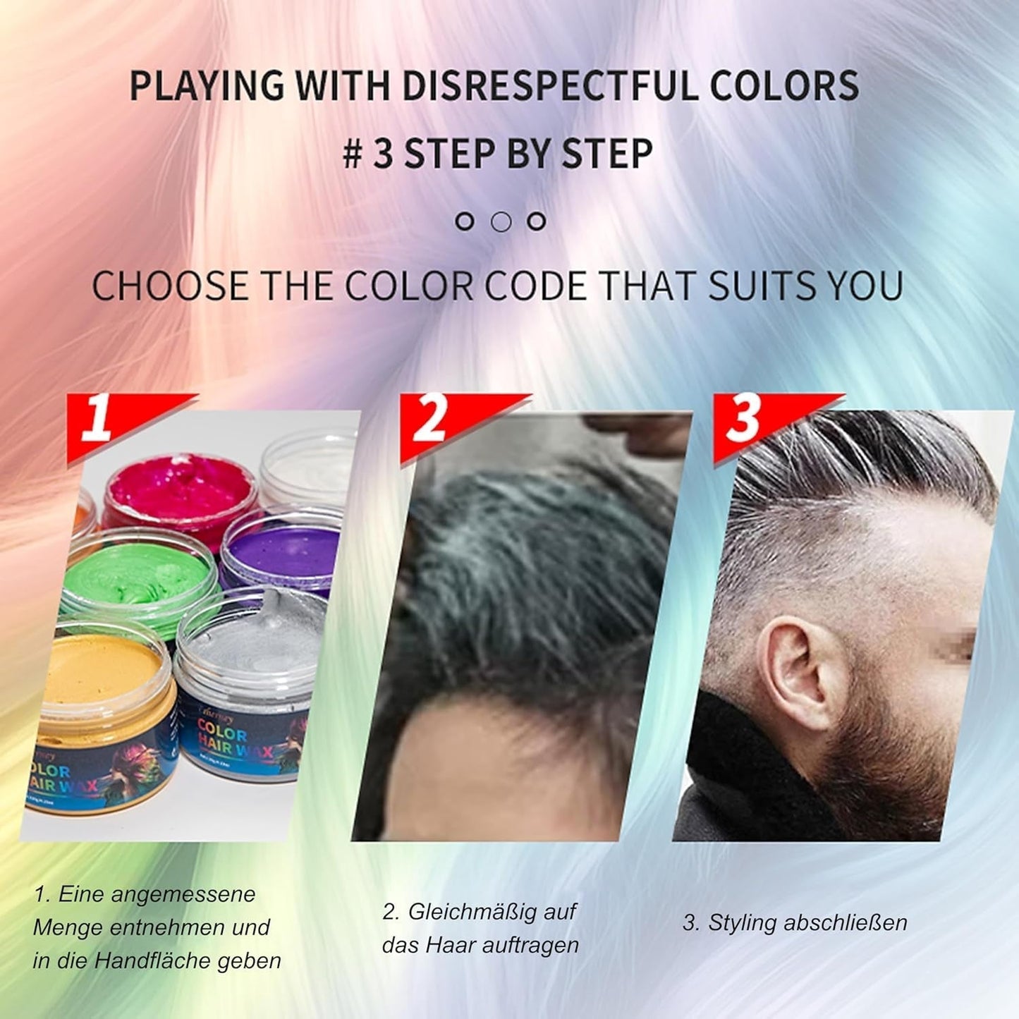 Temporäres grünes Haarfärbemittel – Haarfärbewachs, Haarton für Männer und Frauen, natürliche Haarpomade, Farbclip-Haarfärbewachs für verrückte Party-Haarfarbe (4,23 oz, grün) Naty Shop Haarfärbemittel