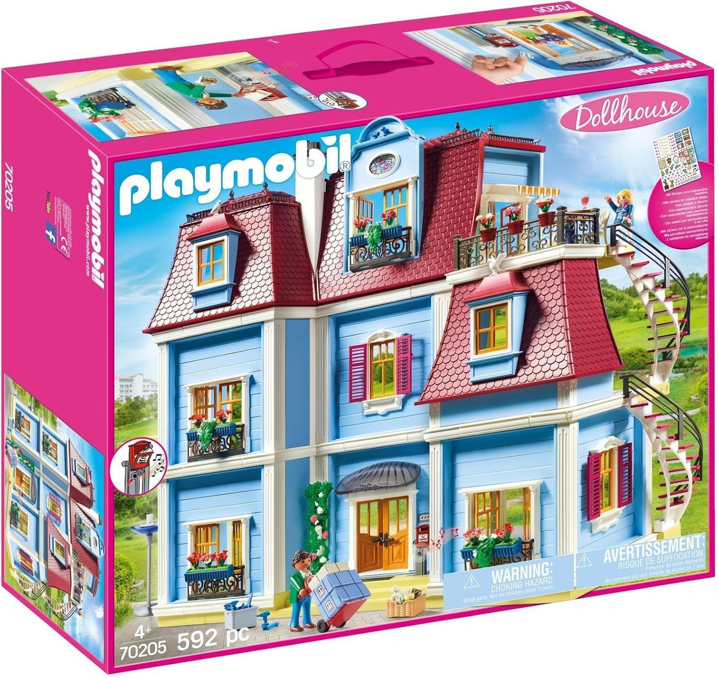 70205 Mein großes Puppenhaus mit funktionierender Glocke, ab 4 Jahren und 70207 Gemütliches Wohnzimmer mit Lichteffekt-Puppenhaus, ab 4 Jahren