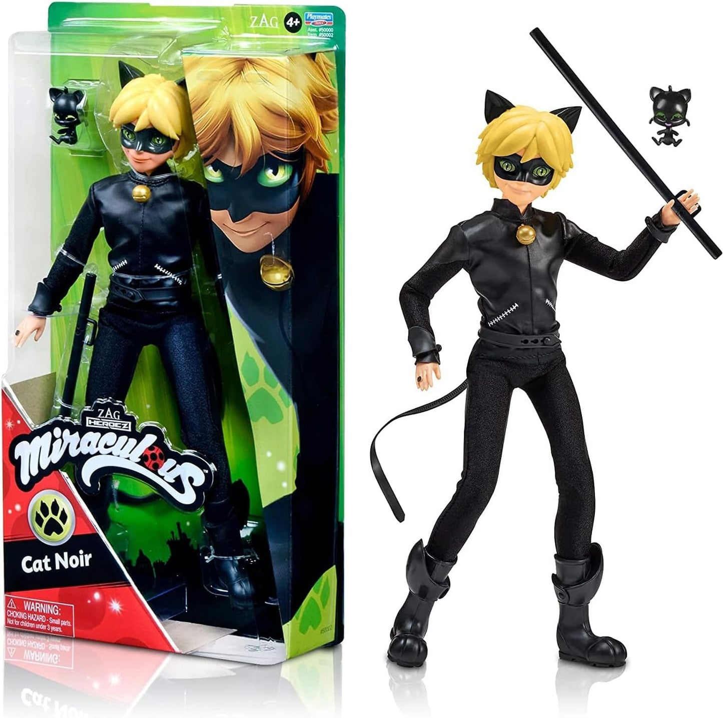 BANDAI – Miraculous Ladybug – 26 cm große Schaufensterpuppe – Motan Noir – offiziell lizenzierte Miraculous – bewegliche Motan Noir-Puppe – Spielzeug für Kinder ab 4 Jahren – P50002