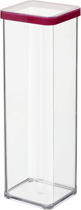 Rotho Loft 5er-Set Vorratsdosen mit Deckel, verschiedene Größen, Lebensmittel, Kunststoff (PP), BPA-frei, transparent/rot (21,4 x 21,4 x 23,5 cm). Frischhaltedosen Naty Shop, 2 l, quadratisch