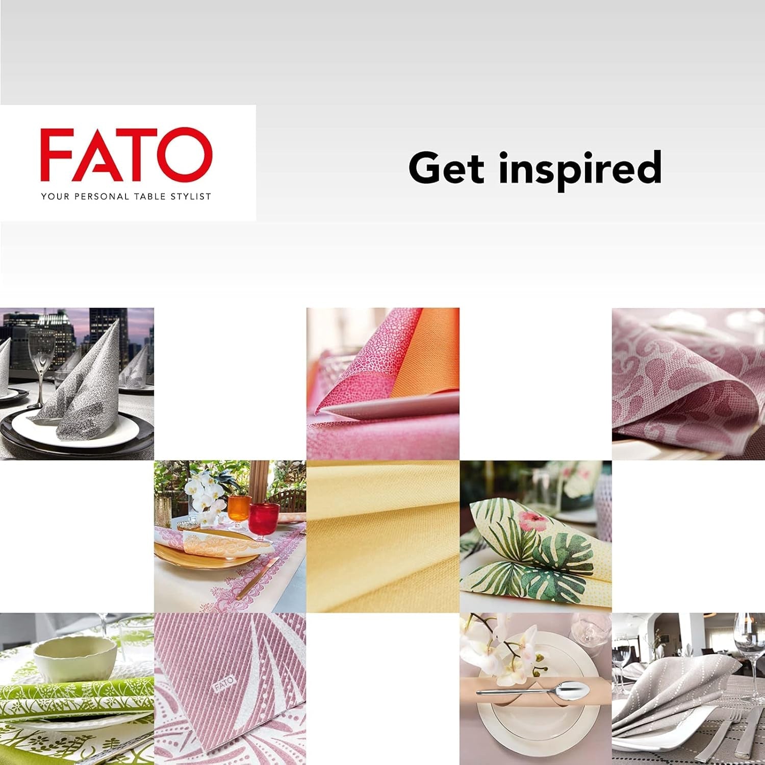 Fato - Trockenpapierservietten, Airlaid, Textileffekt, Packung mit 50 Servietten, 40X40 gefaltet im 4er-Format, Tropicana Decor