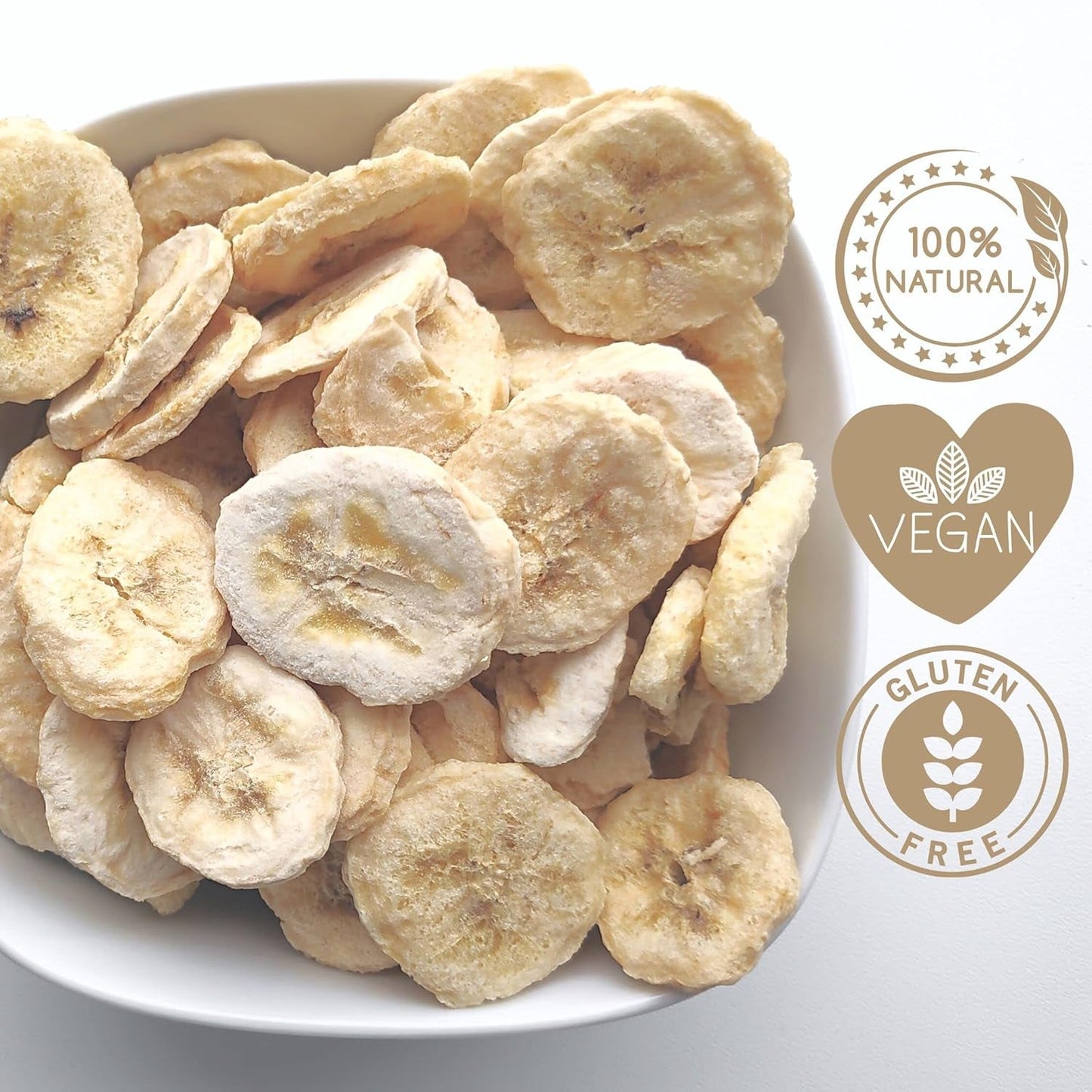 Gefriergetrocknete Bananen | Packung 120g Getrocknete Bananen ohne Zucker | Gefriergetrocknete Banane | Bananen mit Trockenfrüchten | Gefriergetrocknete frische Bananen | Gefriergetrocknete Bananenscheiben Naty Shop dehydrierte Produkte