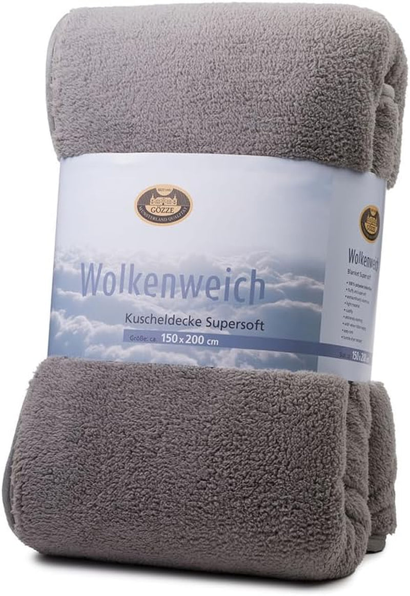 Gözze - Cloud weiche Kuscheldecke, Schaffellimitat, 100 % Polyester (Mikrofaser), 150 x 200 cm - Camel Steppdecken und Steppdecken Naty Shop silber
