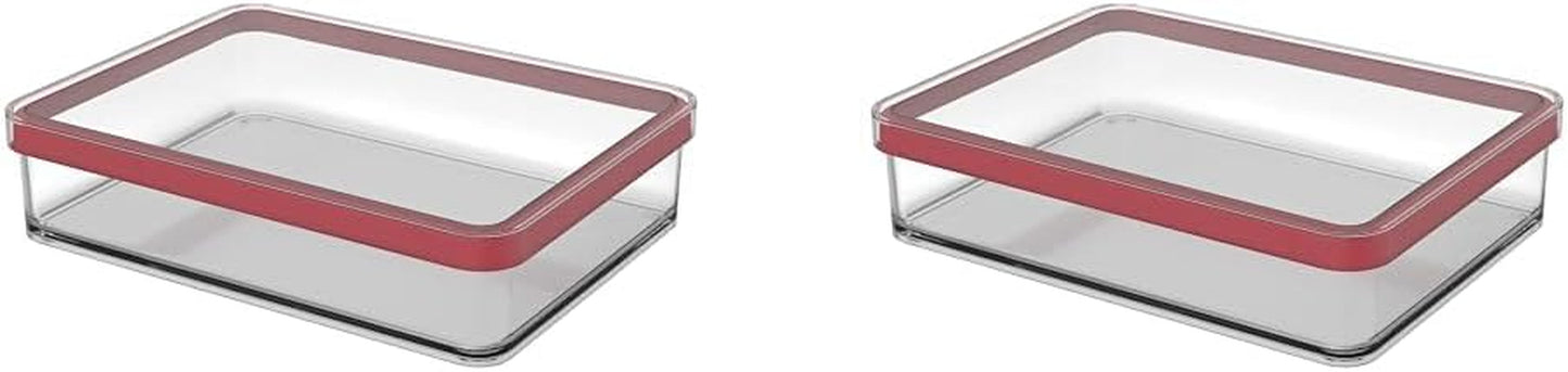 Rotho Loft Set mit 5 Vorratsdosen mit Deckel, verschiedene Größen, BPA-freier, lebensmittelechter Kunststoff (PP), transparent/rot, (21,4 x 21,4 x 23,5 cm), Naty Shop Frischhaltedosen, 1 Liter breit (2 Stück)