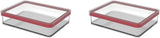 Rotho Loft Set mit 5 Vorratsdosen mit Deckel, verschiedene Größen, BPA-freier, lebensmittelechter Kunststoff (PP), transparent/rot, (21,4 x 21,4 x 23,5 cm), Naty Shop Frischhaltedosen, 1 Liter breit (2 Stück)