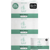 Naïf Baby-Feuchttücher ohne Plastik, 54 Stück (1 Packung x 54 Stück) – für Po, Körper und Gesicht des Babys – natürliche Inhaltsstoffe