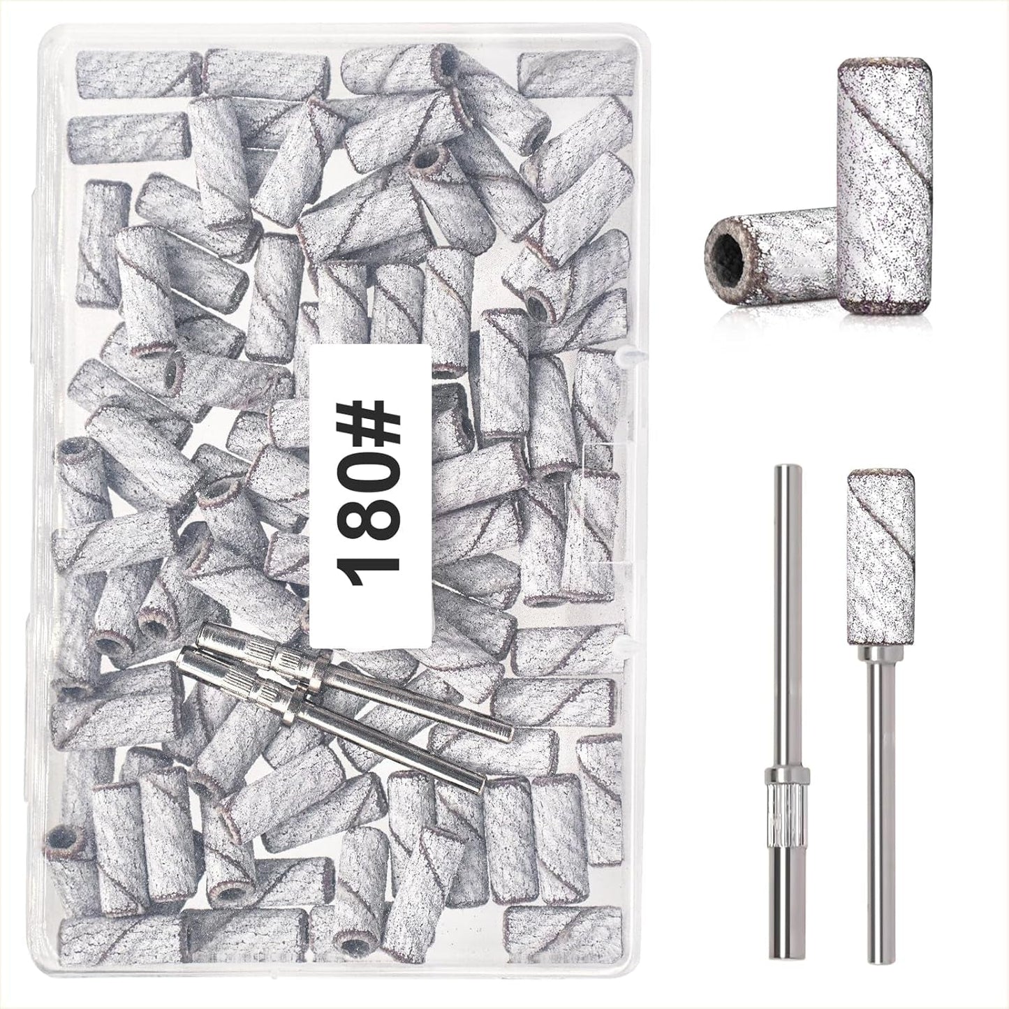 BLESWIN 100 Stück kleine Schleifbänder für Nagelbohrer, feine Körnung 240 mit 2 Stück 3-mm-Bohrern, Mini-Schleifbänder zum Polieren natürlicher Nägel und Reinigen der Nagelhaut zur Vorbereitung, Pink