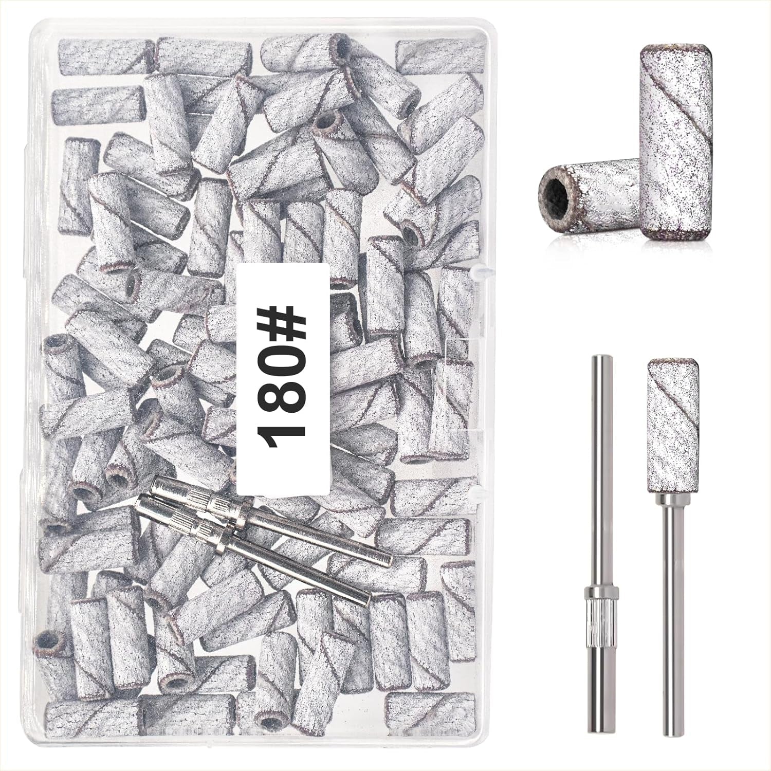 BLESWIN 100 Stück kleine Schleifbänder für Nagelbohrer, feine Körnung 240 mit 2 Stück 3-mm-Bohrern, Mini-Schleifbänder zum Polieren natürlicher Nägel und Reinigen der Nagelhaut zur Vorbereitung, Pink