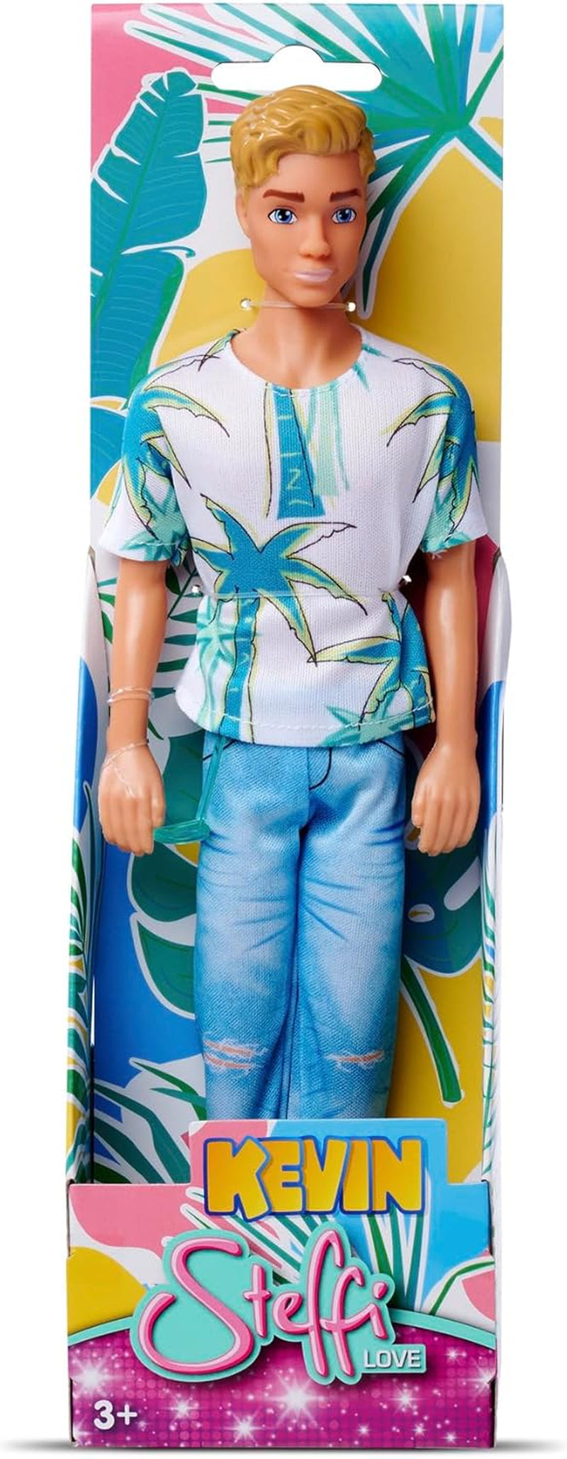 SIMBA 105733729 Steffi Love Kevin Spielpuppe trägt Palmen-Print-Top und coole Jeans inklusive Sonnenbrille, 30 cm, Alter 3+ Naty Shop Dolls Standardtitel