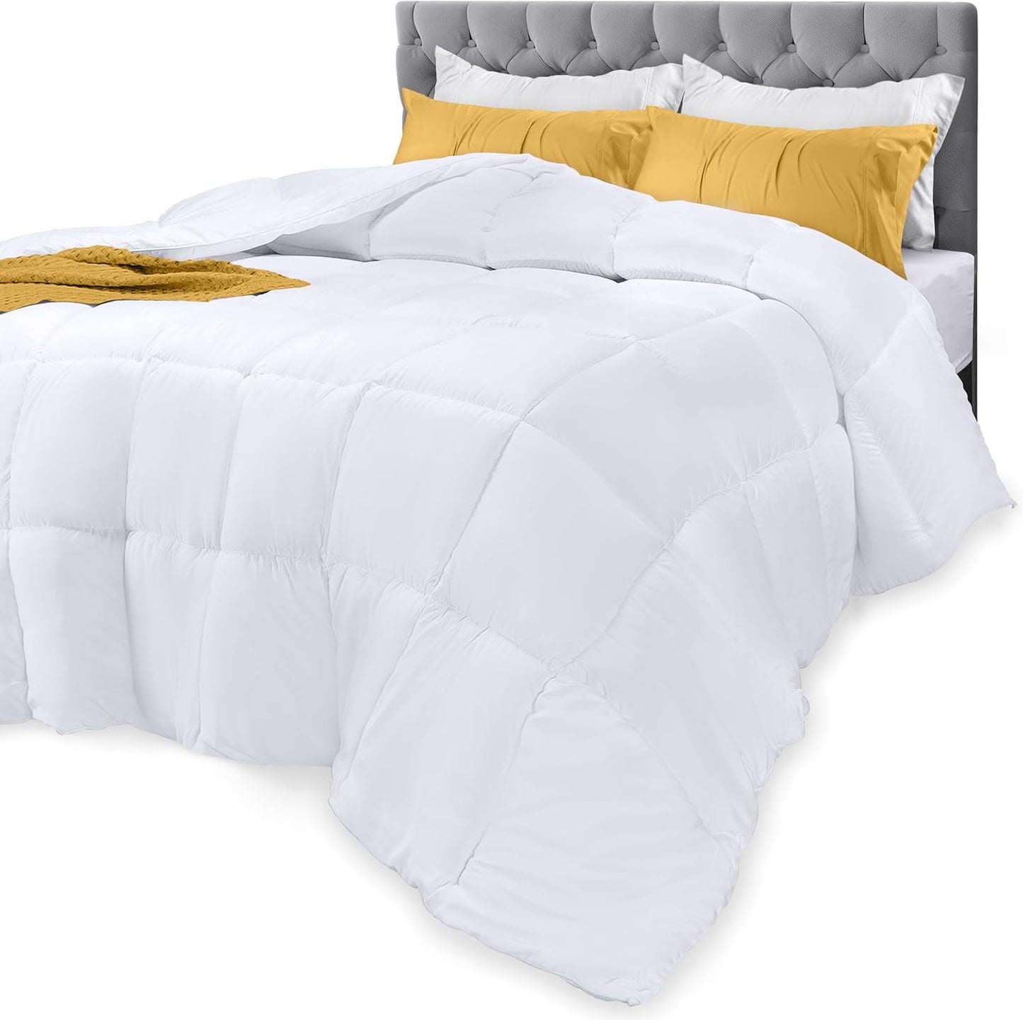 Utopia-Daunen-Bettbezug (weiß, Queen-Size-Bett) – für alle Jahreszeiten – Füllung aus silikonisierter Plüschfaser – kastengenäht Naty Shop Quilts & Quilts Standardtitel