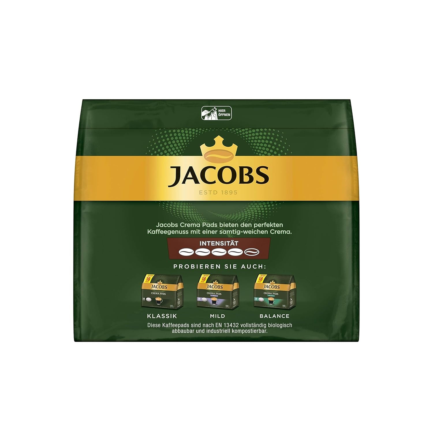 Kräftig Cream Pads, 90 Senseo-kompatible Kaffeepads UTZ-zertifiziert, 5er Pack, 5 x 18 Getränke & Cream Pads, 90 Senseo-kompatible Kaffeepads UTZ-zertifiziert, 5er Pack, 5 x 18 Getränke
