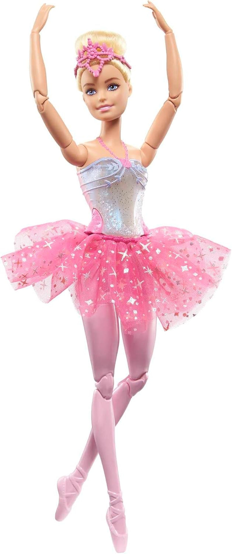 Barbie Dreamtopia Magische Ballerina-Puppe mit Lichtern, rosa Tutu und blonden Haaren, 5 Licht- und Soundeffekte, positionierbare Barbie, ab 3 Jahren, HLC25