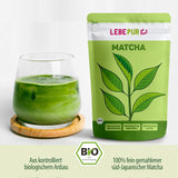 Lebepur BIO Matcha-Pulver 100 g – Premium-Qualität aus Japan ohne Zusatzstoffe – 100 % reines Grüntee-Pulver für Matcha Latte, Matcha-Tee, grünen Tee, Smoothie – japanischer grüner Tee