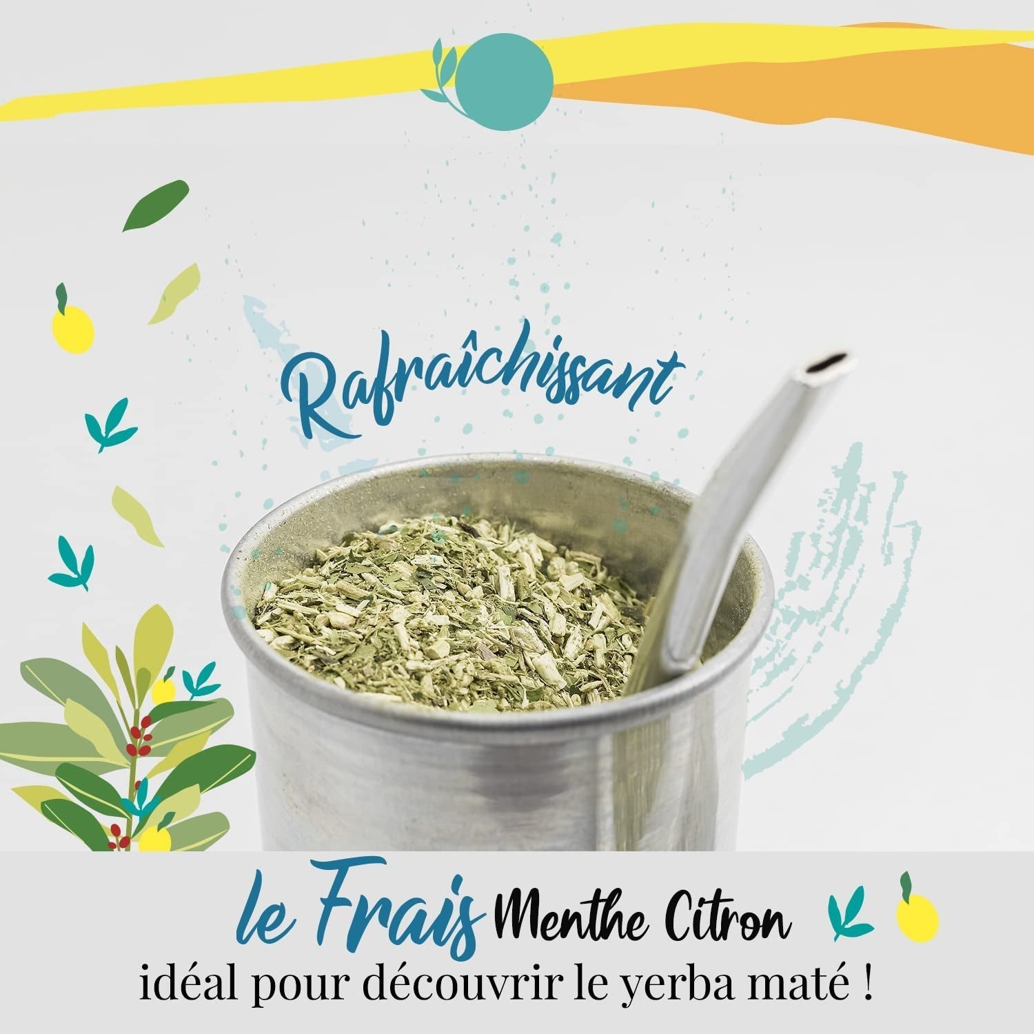 ORIGEENS BIO YERBA MATE MIT MINZE UND ZITRONE 200 G – Frische I Ungerösteter Bio Yerba Mate, Blätter, ohne Stiele und Staub